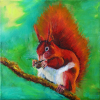 "Red Squirrel"Oil 30cm x 30cmReady to hang£80