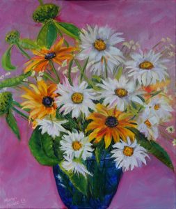 Daisy Dance Oil Painting 46cm x 56cm Gallery-wrap stretched canvas £225